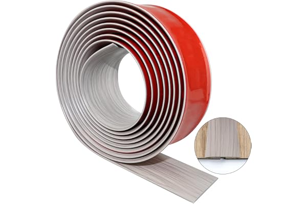 Seuil de porte adhesif profil de transition barre de seuil de porte bande de transition sol en vinyle bande de seuil en grain de bois bande de recouvrement pour planchers stratifié (Gris, 600×5cm)