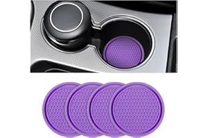 8SANLIONE 4 Pack Cup Holder Coaster, 2.75 Inch Diameter Non-Slip Universal Insert, Durable Car Accessory for Most Interiors, Suitable for Women and Men (Purple)