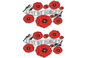 VIDFAIR 2pcs Poppy Flower Car Sticker Lest We Forget Stickers Remembrance Day Red Poppy Graphics Flower Car Window Glass Fridge Laptop Decal Sticker Decorations Art Waterproof 7.8''×11.8''