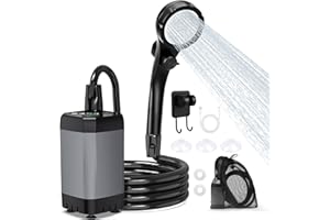 ShinePick Douche Camping, Douche Portable 3000mAh Rechargeable Avec écran LED Intelligent 3 Modes de Douche IPX7 Etanche Convient pour le Camping, l'extérieur, La Voiture, Les Animaux Domestiques