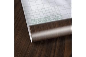 TOTIO Black Walnut Effect Wallpaper Brown Wood Grain Vinyl Wrap Dark Brown Sticky Back Plastic Matte Thicken Waterproof 24x118inch Self Adhesive Furniture Stickers Worktop Vinyl Covering Contact Paper