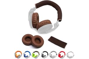 Voarmaks Thick Soft Protein Leather Ear Pads & Headband Cushion Cover Replacement Kits Compatible with Pioneer HDJ-X5 X5BT HDJ-X7 X7BT HDJ-X10 DJ Headset Headphone,with Memory Foam Filling (BrownKits)