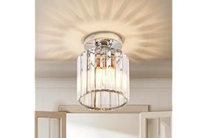 Warmiehomy Crystal Ceiling Light,20W Small Modern LED Ceiling Lighting,13CM Semi Flush Mount Ceiling Lights for Hallway Kitchen Dining Room Bedroom,Chrome