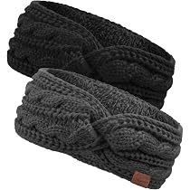 2 Stirnbänder Für Damen Winter – Gestrickt, Gefüttert Mit Fleece, Elastisch Als Ohrenwärmer Für Herbst & Winter