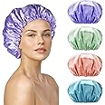 SMILCO Shower Cap, 4 Pack Shower Caps for Women, Double Waterproof Layers Shower Cap, Reusable EVA Hair Caps for Women Hair Protection