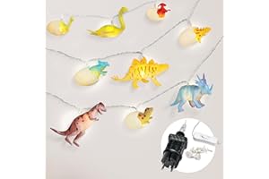 COBUS CozyHome Dino Lichterkette Kinderzimmer Deko - 12 LED Figuren & 4 Meter Strombetrieben I Bett Hausbett Lichterkette Kinderzimmer Junge & Mädchen Kinder Lichterketten I Für Dino Dana Dinosaurier Fans