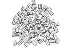 FANGEHONG 100 Pièces Manchons en Aluminium pour Câble Métallique, Manchons de Câble en Aluminium, Raccords de Clip à Sertir, Sertissage Ferrules en Aluminium pour Câble de 2mm