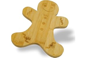 Zenker Tagliere di Natale in Legno di Bambù 100% Certificato FSC - Design Gingerbread 31x23 cm - Vassoio da portata ideale per Antipasti, Salumi, Formaggi e Dolci Natalizi