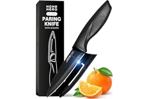 Home Hero 2 Pcs Paring Knife with Sheath - High Carbon Stainless Steel Knife with Ergonomic Handle - Razor Sharp Vegetable Knife - Multipurpose Small Knife (2 Pcs - Black Paring Knife)