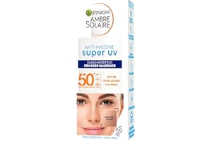 Garnier Siero Viso Protettivo Anti-Macchie Super UV, Per Pelli Sensibili, Protezione SPF 50+, Ad Assorbimento Rapido, Con Acido Ialuronico e Vitamina E, Ambre Solaire, 40 ml