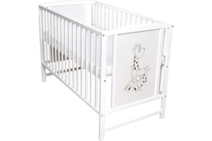 ‎DEDSTORE-BABY Dedstore-Baby Babybett mit Schaumstoff Matratze 120x60 cm Höhenverstellbar - Babybett Komplett Set - Beistellbett Baby Mit Motiv Giraffe - Baby Bett - Kinderbett - Babybetten - Bett Baby - Bed