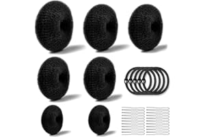 VIEXPAND Donut Hair Bun Set,7 Stück Donut-Haarknoten(4Größe),mit 10 elastischen Haarband,20 U-Form Haarspange Haarnadel,Duttkissen Frisurenhilfe Set,Haarknoten Former(Black)
