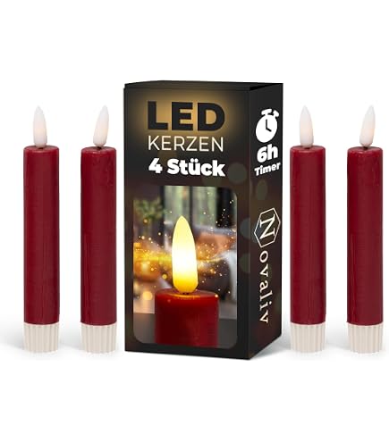 Lot De 2 Bougies LED Avec Minuterie - Noir - Cire Véritable 23cm - Effet Flamme Vacillante - Sécurité Totale