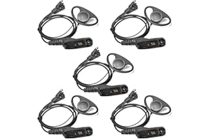 HYSHIKRA D Shape Earpiece with Mic Multi Pin Headset Compatible with Motorola DP3400 DP4400 DP4800 DGP4150 XiR-P8200 Xpr-6300 Two Way Radio (5 Pcs)