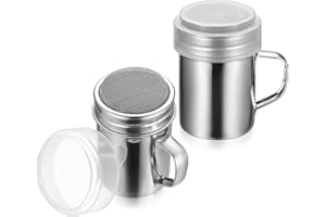 XINGWENHAO 2 Piezas Mini Saleros y Pimenteros, Saleros de Cocina de Acero Inoxidable, Pequeños Dispensador de Especias con Malla Fina, para Sal Condimentos Hierbas Capuchino Especias Café Harina