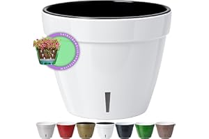 Santino ASTI Pot de Fleurs à Arrosage Automatique - 30 CM - Auto-Arrosant - avec Indicateur de Niveau d'eau - pour Toutes Les Plantes D'intérieur (Ø 30 cm, H 23 cm, 12L - Blanc/Noir)