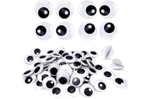 TOAOB THE ONE AND ONLY BABY TOAOB 40 Stück Selbstklebend Wackelaugen Runde Schwarz Weiß 30mm Kunststoff Augen für Scrapbooking Kunsthandwerk Puppe Zubehör