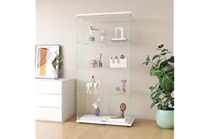 BPKADHY Vitrina de cristal, Vitrina Expositora para Colecciones con cerradura y 2 puertas Vitrina expositora cristal de pie de 4 estantes,Vitrina de cristal expositor Vitrina Cristal para Salón, Dormitorio