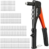 ValueMax Rivettatrice Manuale 4 in 1, Kit Pistola a Rivetti Professionale con 200 Rivetti e Teste (2,4mm, 3,2mm, 4mm, 4,8mm),