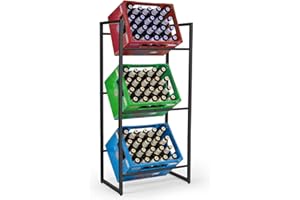 Ixdregan Getränkekistenregal 3 kisten, Getränkeregal 55 x 32,5 x 111CM, Hohe Stabilität Freistehend Kistenregal Wasserkistenregal Ständer Regal Getränkekisten Bierkistenregal