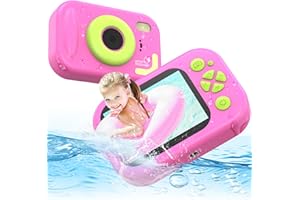 ULEWAY Camara Fotos Infantil, Impermeable 10M, Camara de Fotos para Niños, 2.4" LCD, 32GB TF, 20MP 1080P Full HD, Compacta y Ligera, Fácil de Usar, Juguete Educativo para Niños/Niñas 3-12 Años (Rosa)