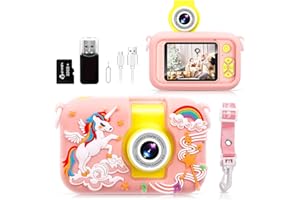 Macchina Fotografica Bambini, ARNSSIEN Fotocamera Bambini,180 °Flip Len, 2.4in IPS LCD fotocamera con custodia in silicone,Regalo Bambino e Bambina 3 4 5 6 7 8 9 10 anni,Regalo di Compleanno/Natale