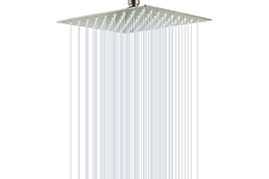 SOLVEX Rociador de ducha,12 pulgadas Placa de Ducha Ultra-Delgado Lluvia Cuadrada Cabezal de Ducha Lluvia de Alta Presión,Jets de Silicona,Alcachofa de Ducha de Acero Inoxidable(30x30cm)，DE-SP-50022