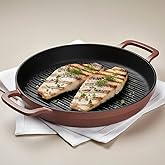 Ember Cookware Pre-Seasoned Cast Iron Grill Pan 26 cm | Induction Cookware | 10 Year Warranty | Cast Iron Cookware | Heavy Duty | Griddle Pan for Stea