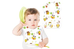 LEJIEYIN Einweg-Lätzchen Baby-Lätzchen wasserdicht mit Food Catcher Tasche geeignet für Kleinkinder, Fütterung, Reisen, Outdoor-Einsatz