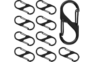BREANIFULL 10 Pezzi 40mm Mini Moschettone - Moschettone a Forma Di S, Doppio Moschettone Piccolo S Moschettone Nero,Moschettone a Doppia Molla per Uso Domestico, Campeggio, Viaggi
