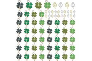 Belugsin 72 Stück Glücksbringer Vierblättriges Kleeblatt (Legierung) Kleeblatt Anhänger für Halsketten Zubehör DIY Basteln Schmuck Ornamente usw