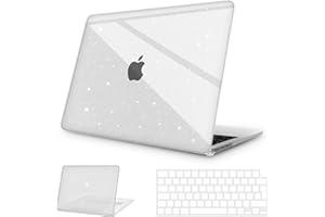 NPUOLS Coque pour MacBook Air 13 Pouces M4 M3 M2 2025 2024 2022, Étui Rigide Compatible avec Mac Book Air 13,6" A3240 A3113 A2681 Housse de Protection Plastique+TPU Clavier EU, Paillette Transparente