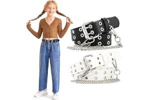 WERFORU Cinturón infantil de piel sintética para pantalones vaqueros con doble ojal