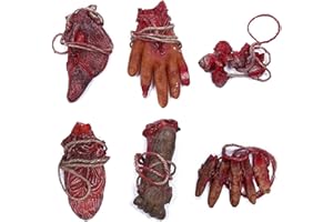XONOR Piedi di Mani recise sanguinanti False di Halloween Parti del Corpo rotte per la Decorazione del Partito di Zombie di Halloween della casa stregata (6 Pezzi)