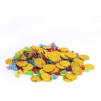 SelfTek Scrigno Del Tesoro Dei Pirati | 106 Pezzi: Forziere, 50 Monete D'Oro, Gemme E Perle | Gioco Caccia Al Tesoro Per Feste E Compleanni