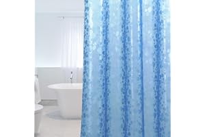 WELTRXE Zasłona prysznicowa, odporna na pleśń, magnesy obciążające na dole, 0,2 mm (183 x 200 cm), wodoszczelna, antybakteryjna, z materiału EVA, do prysznica i wanny, wzór 3D, niebieski bruk, 12 pierścieni