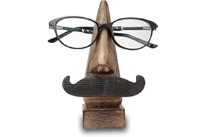 HANDY KALA Handmade Wooden Sunglasses/Spectacle Holder - Wooden Display Stand - Traditional Decorative Stand for Eyeglasses, Sunglasses - Aesthetic Room Decor for Bedroom, Office Desk (Moustache Design)