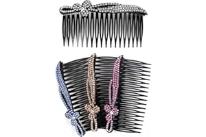 ANZONGYI 4 Pcs Rhinestone Side Comb Plastic Teeth Hair Side Combs 18 Teeth Rhinestone Comb Non-slip Flower Side Hair Clips
