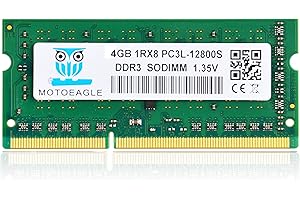 motoeagle RAM SODIMM 4 Go, 1Rx8, PC3L 12800S, DDR3L 1600, DDR3 12800, PC3 1600 MHz à 204 broches, CL11 Dual Rank 1,35 V