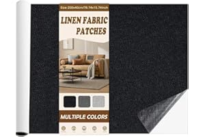 Fondlife Leinen Stoff Patches Selbstklebend,Leinenstoff Reparatur Patch Self-Adhesive,Sofa Reparatur Patches,Leinen Stoff Reparatur Flicken für Leinenkleidung,Autositze (Schwarz, 200 * 40cm)