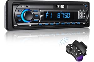 WISTRUE RDS Autoradio Bluetooth 5.0, Poste Radio avec LCD Affichage Horloge, 7 Couleurs Éclairage, 4x65W Autoradio 1 Din pour 9-24V Voiture, Supporte Main Libre/FM/AM/2 USB/AUX/SD/TF/MP3