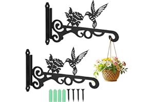 CTDMJ Lot de 2 crochets muraux en fer pour plantes - 25 cm - Pour suspendre des plantes - Mangeoire à oiseaux - Lanterne - Carillons éoliens - Décoration de jardin et balcon - Noir