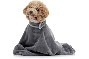 Lucky Paws® UK Dog Drying Bag - Luxurious Dog Towel Bag – Super Absorbent & Soft Dog Towels - Alternative for Dog Towelling Drying Coat - Dog Drying Towels - Perfect for Dog Grooming (M, Grey)