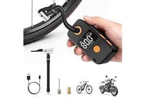 GERBALA Mini Pompa Elettrica per Bicicletta 120 PSI, Gonfiatore Portatile 180g con Spegnimento Automatico & Precisione ±1 PSI, Compatibile con Valvole Presta e Schrader, Ideale per MTB, Bici da Corsa & E-Bike