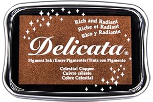 Rayher 29187638 Tampone D’inchiostro per Timbri „Delicata“, dimensione 9,9X6,8X1,9Cm, Pigmentato Color Rame Metallizzato, A Base D'Acqua, per Lavori Con Carta, Cartone, Embossing