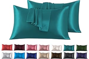 FARFALLAROSSA Set di 2 Federe in Raso 50 x 80 cm Verde Acqua, Federa Cuscino Letto Morbida e Setosa al Tatto, Chiusura a Busta, Antiacaro e Ipoallergico, Protezione Capelli e Pelle & Antirughe