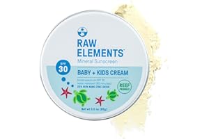 Raw Elements Baby + Kids SPF 30 Organic Sunscreen Lotion Non-Nano Zinc Oxide, Reef-Safe, Cruelty-Free, Gentle and Moisturizing, Zero Waste Tin, 3oz