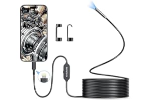 DEPSTECH 7 mm endoscopio 2 MP HD solo per iPhone/iPad/iOS 12.0+, camera tubolare per ispezione, senza Wi-Fi, impermeabile IP67, 6 LED (cavo da 5 m)