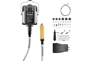 VEVOR Smerigliatrice ad Albero Flessibile, 1000 W 30000 giri/min, Utensile Rotante Elettrico ad Albero, Macchina per Smerigliatura Sospesa con 31 Accessori e Pedale per Intaglio, lucidatura, Foratura
