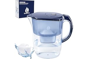SmartPH Alkaline Water Purifier Filter Jug - 3.8L, Midnight Blue, BPA Free, Includes 2 BRITA Compatible Filter Cartridges | Fast Filtering Model